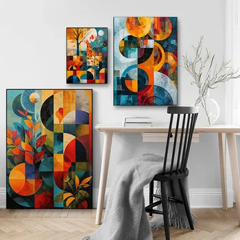 Abstract Colorful Flowers Wall Decor Print
