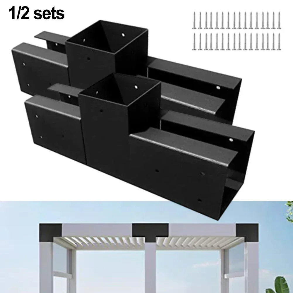 Kit di staffe per pergola per pergola, staffe unidirezionali, staffa angolare a 3 vie ad angolo retto per gazebo in legno 4 x 4 (unidirezionale
