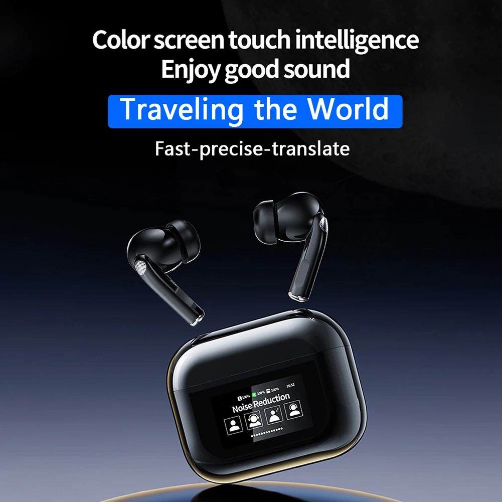 YW07 Wireless Earphone 40dB Noise Cancelling Bluetooth 5.4 Headphone with LED Display HD Call TWS Earbuds Transparency Mode