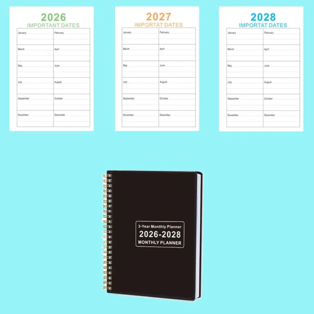 A4/A5 3년 월간 플래너 2026-2028 연간 목표 캘린더 북 매끄러운 필기 연간 요약 일정표 학년