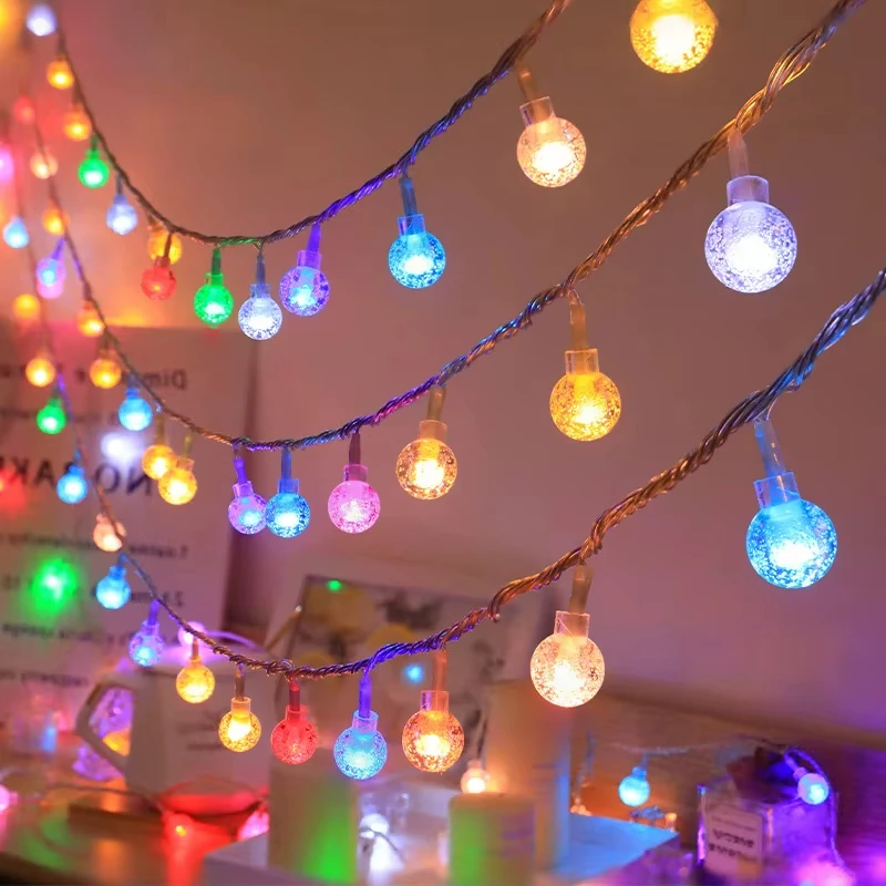 Battery Operated LED Crystal Ball Fairy Lights 8 Modes Waterproof String Light for Garden Patio Yard Tree Wedding Decoration