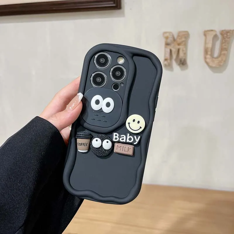 3d Coffee Pattern Protective Phone Case With Hand Strap For Iphone_voghion.com