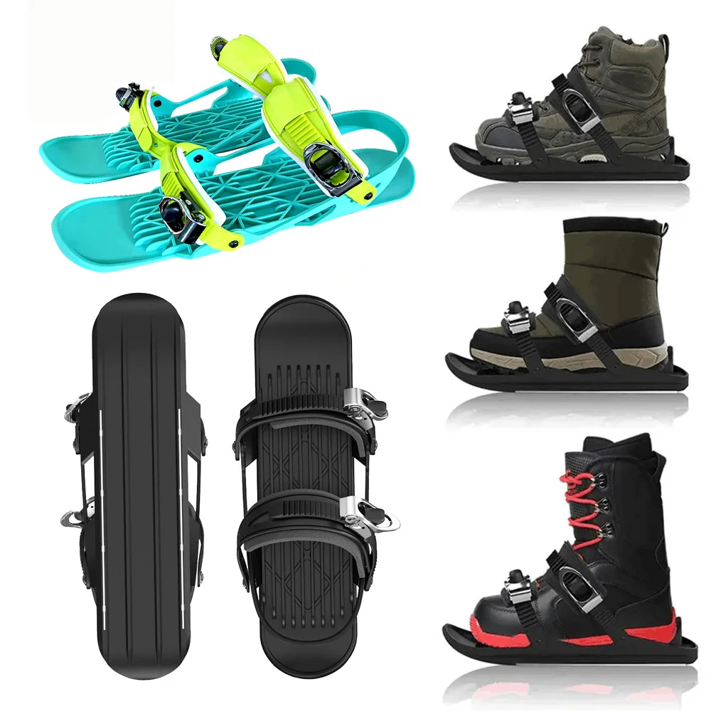 

1 Pair Adults Mini Ski Skates for Snow The Short Skiboard Snowblades Adjustable Bindings Portable Skiing Shoes Snow Board