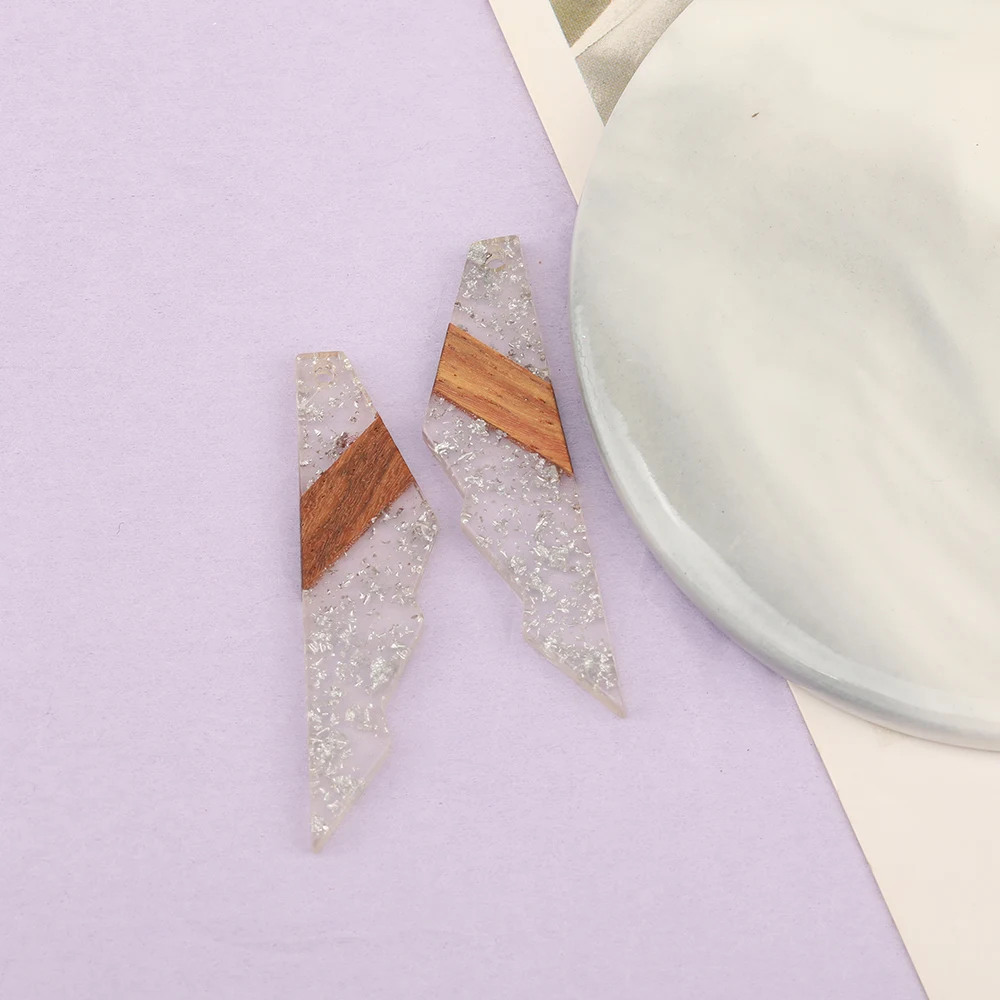Cordial Design 40Pcs 14*53MM Jewelry Accessories/Hand Made Charms/Jewelry Findings&Components/Natural Wood&Resin/Serrated Shape - cordial