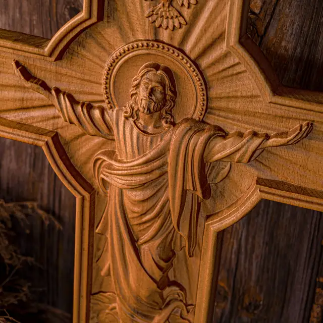  BGCOPPER Crucifijo de pared de crucifijo de la Santísima  Trinidad, cruz de Cristo Jesús para pared con gancho, cruz de madera hecha  a mano para decoración de pared para el hogar