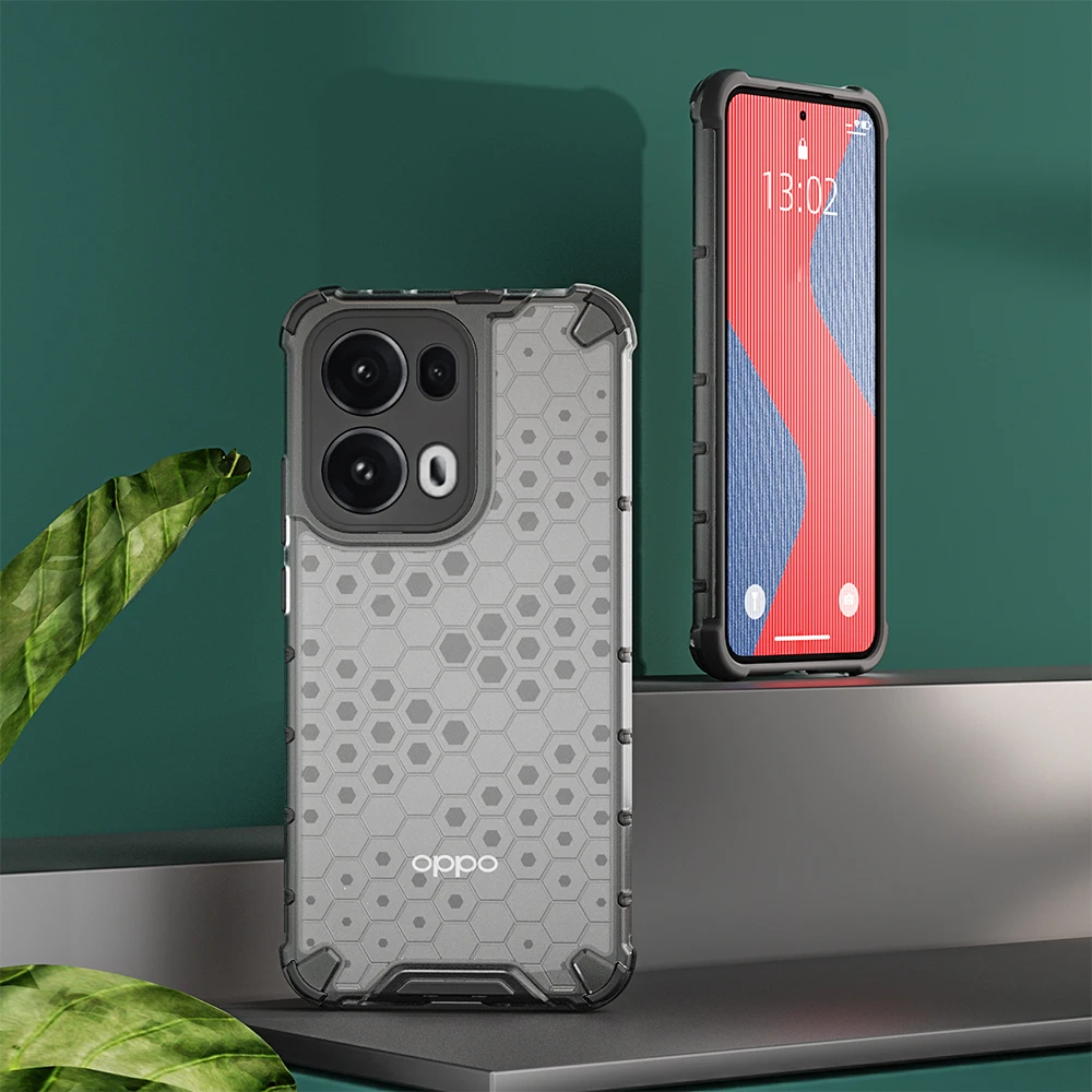 Shockproof Armor Case with Silicone and Transparent Honeycomb Design