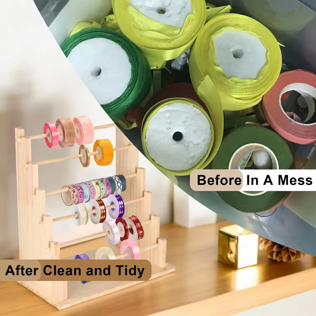 Ribbon Storage Holder - Craft Room Organiser Display Stand For Satin, Velvet, Organza - Metal Thread Rack - 3 Layer Mesh Stand, Keep Your Crafting - View #11