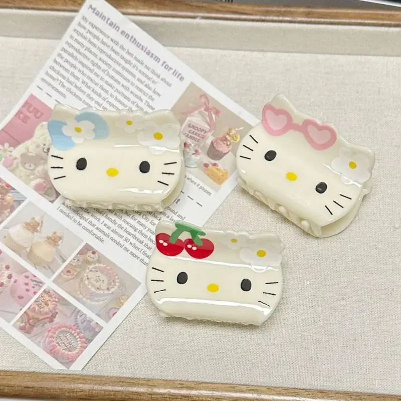 

Hello Kitty Sanrio Kawaii Anime Cute Hairpin Cartoon Creative New Kt Grasping Clip Women New Air Back Spoon Shark Clip Girl Toy