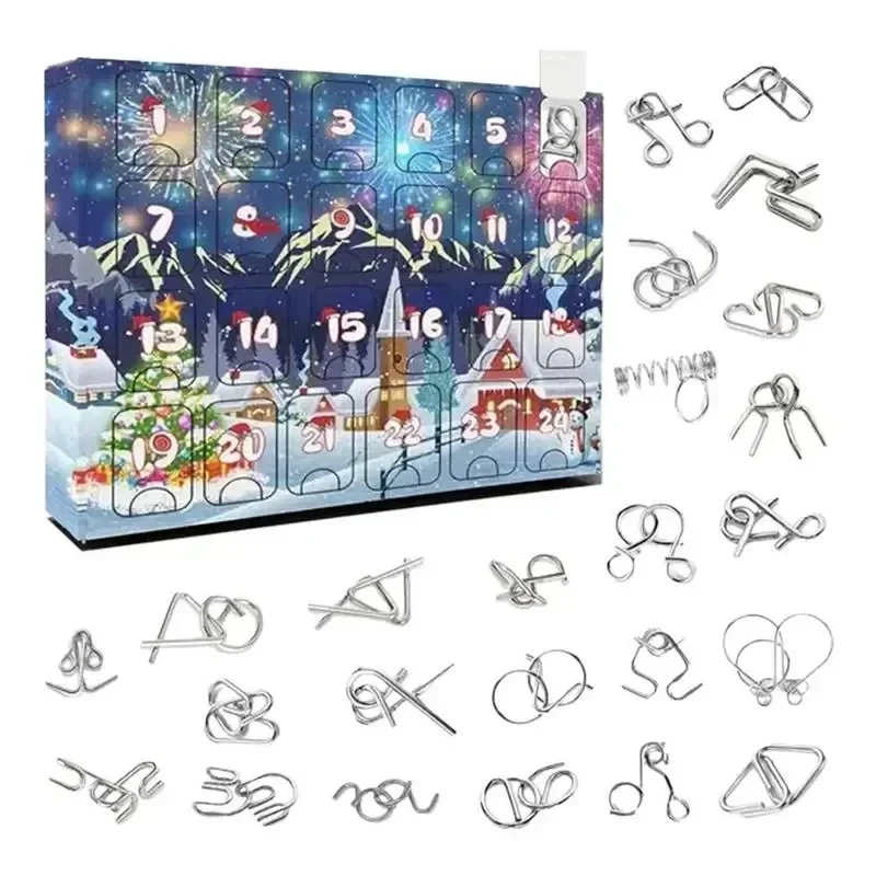 thumbnail image 1 of Calendario de Adviento 2025, juguete de rompecabezas de metal, kit de calendario de Adviento, calendario de Adviento navideño de 24 días, regalo de Navidad para niños y adolescentes, calendario de cue, 1 of 5