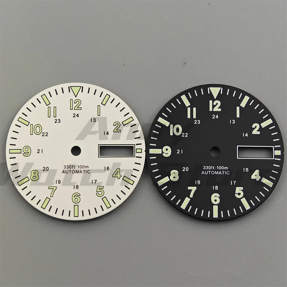 Green Luminous Dual Date Watch Dial with Hands Set