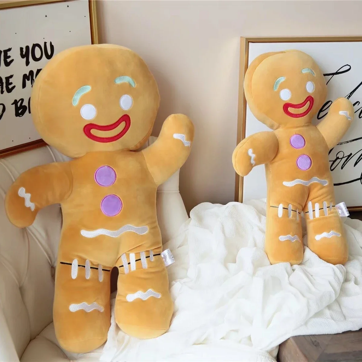 Cartoon Gingerbread Man Throw Pillow Stuffed Anime Biscuit Shrek Plushies Baby Appease Doll Pendant Cushion Sofa Bed Home Decor 6