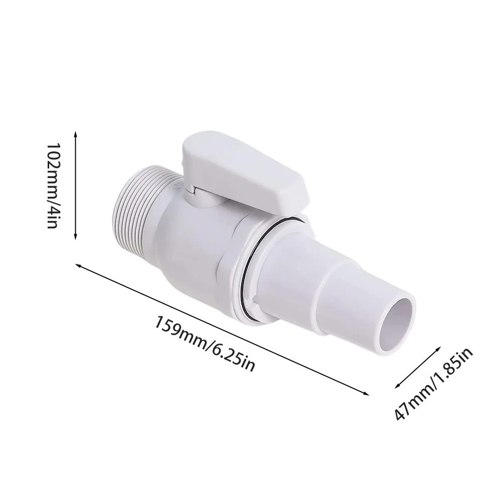 2-Way Ball Valve Pool Pump Valve 1.5-1.25in Pool Filter Stop Connector Maximum 50 PSI Pressure Rating Swimming Pool Accessories