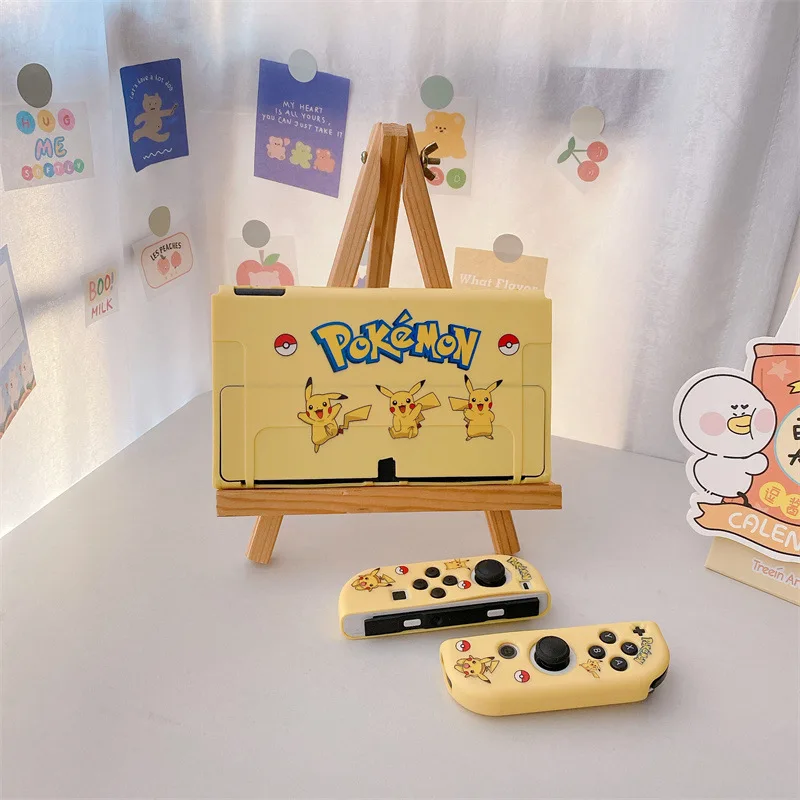 

Pokemon Pikachu Psyduck Nintendo OLED Silicone Soft Shell Cute Cartoon Squirtle NS Handheld Game Machine Fall Protection Case