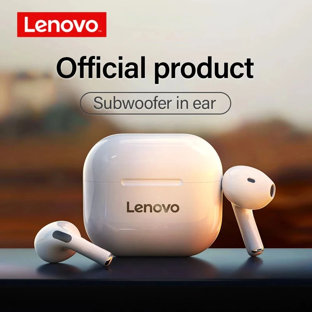 Lenovo wireless earphones bluetooth headphones Originele Lenovo Lp40 5PCS 10PCS Bluetooth Headset 5.0 Semi-in-ear meeslepende audio hi-fi TWS microfoon touch control