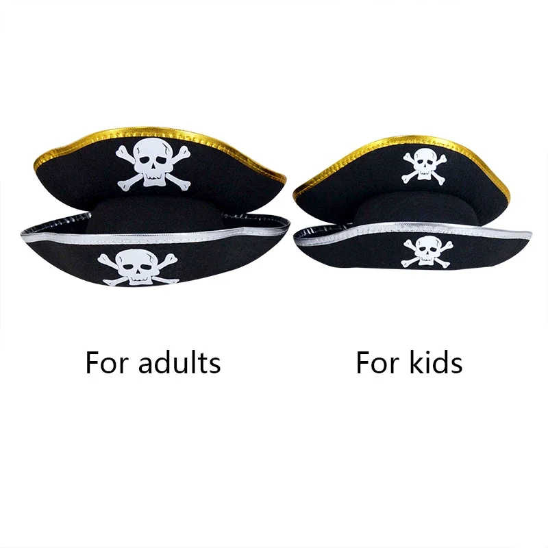 Print Skull Children/Adult Pirate Hat Cosplay Costume Cap for Halloween Masquerade Party Performance Pirate Captain Hat Props party hat,carnival hat,halloween witch hat,halloween hat lamp,yacht captain hat,adult oktoberfest hat