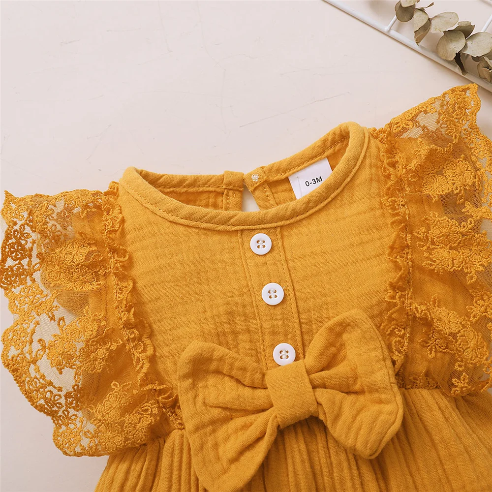 Baby Girl Lace Bow Romper Set 6