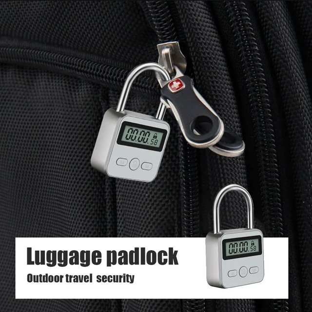 Smart Time Lock LCD Display Time Lock Multifunction Travel Electronic Timer, Waterproof USB Rechargeable Temporary Timer Padlock 6