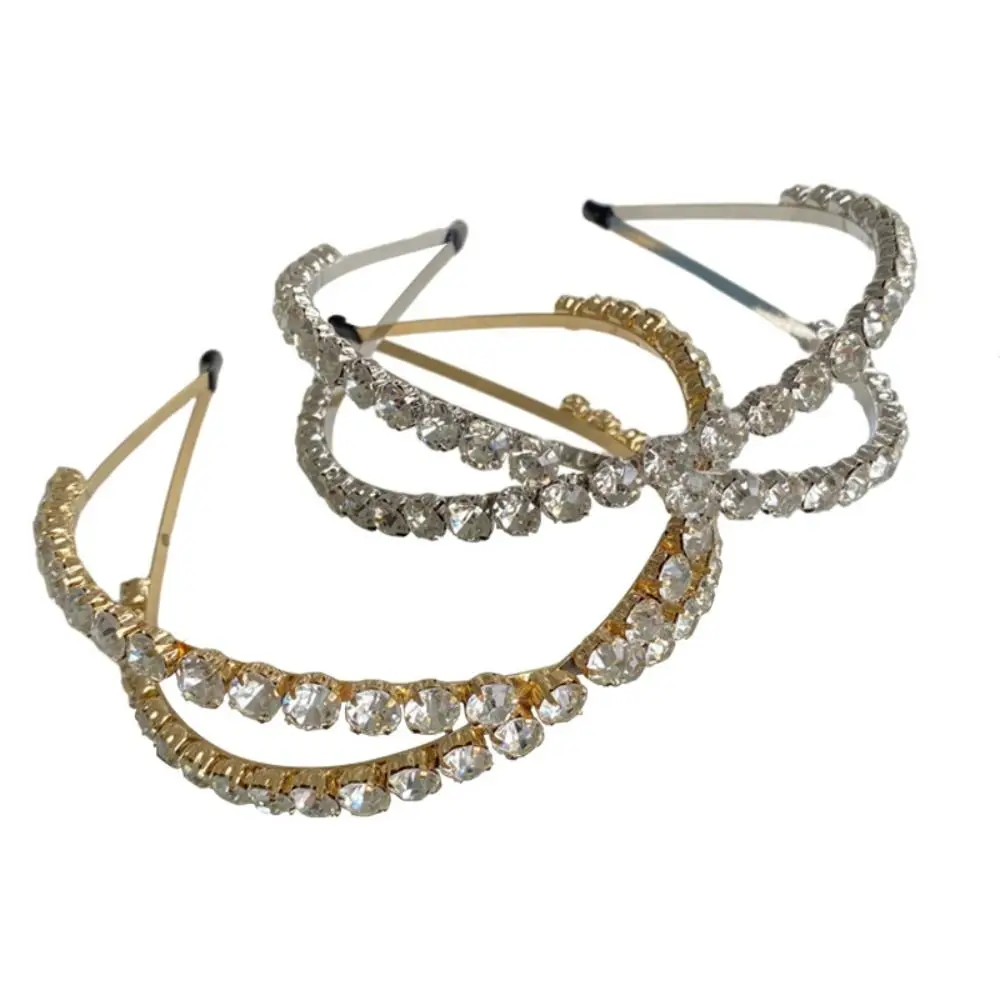 

Big Rhinestone Women Bling Luxury Hair Accessories Cross Headband Hair Band Bridal Tiara Crown
