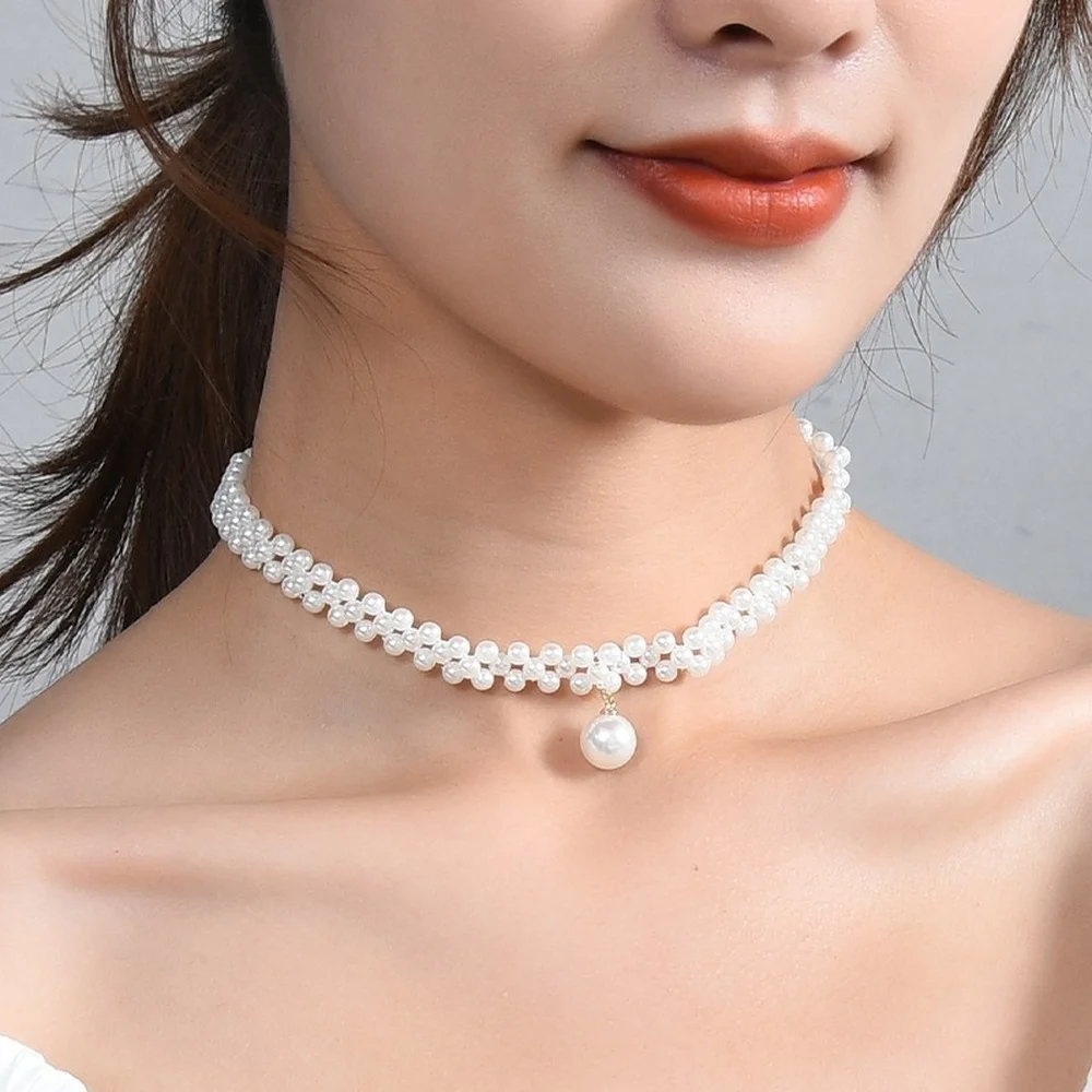 KoreanElegantRealPearlNecklaceforWomenTemperamentPendant