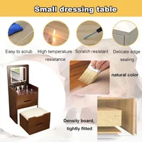 3 in 1 Vanity Desk with Flip Top Lighted Mirror, Compact Makeup Vanity with 3 Storage Drawers and Cushioned Makeup Stool 2