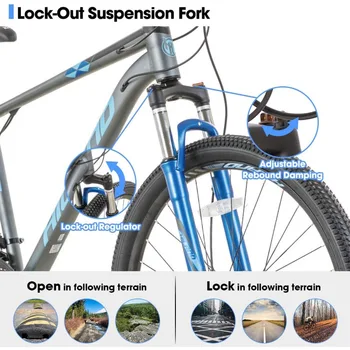 Hiland 27.5 inch Mountain Bike 21 Speeds, Lock-Out Suspension Fork, Hydraulic Disc-Brake for Men Women MTB Bicycle Adlut Bike 2