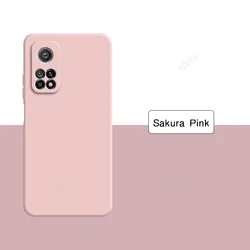 Luxury Liquid Silicone Soft Phone Case - Elegant Solid Color Back Cover for Xiaomi 10T (Sakura Pink)