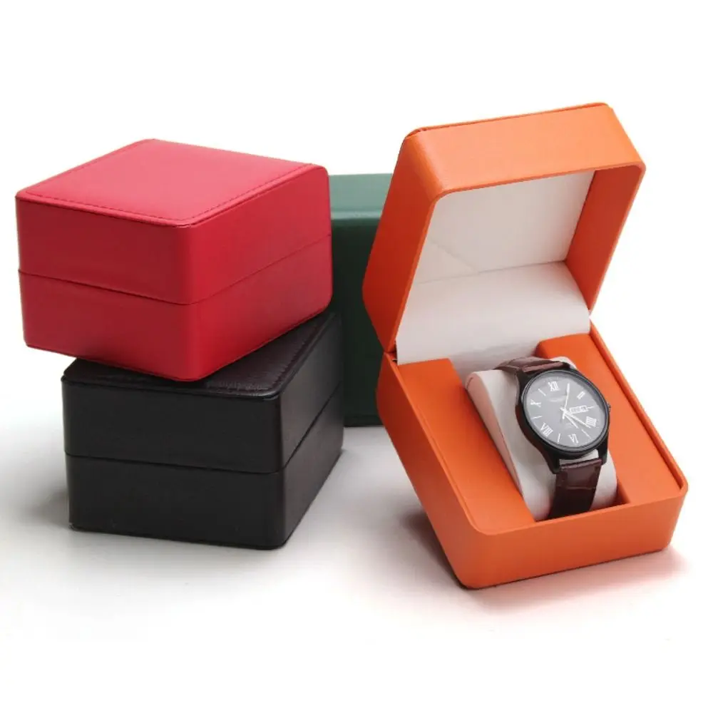 Watch Storage Box Watch Storage Bag Watch Storage Pouch Black Single Watch Gift Box with Pillow PU Leather Wristwatch Display Case Organizer for Men 1PC