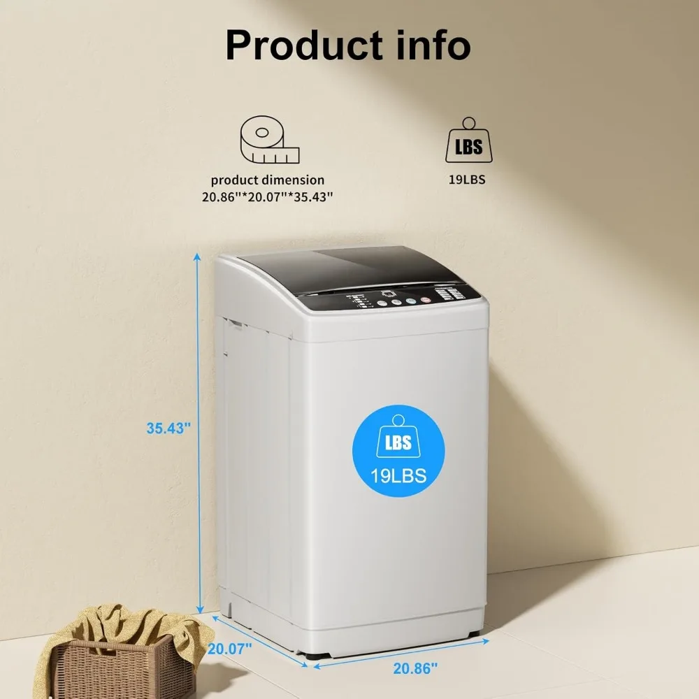 Compact Washer and Dryer Set,19LBS Full-Automatic Washing Machine with Drain Pump & Compact Dryer with Stainless Steel Inner Tub 5