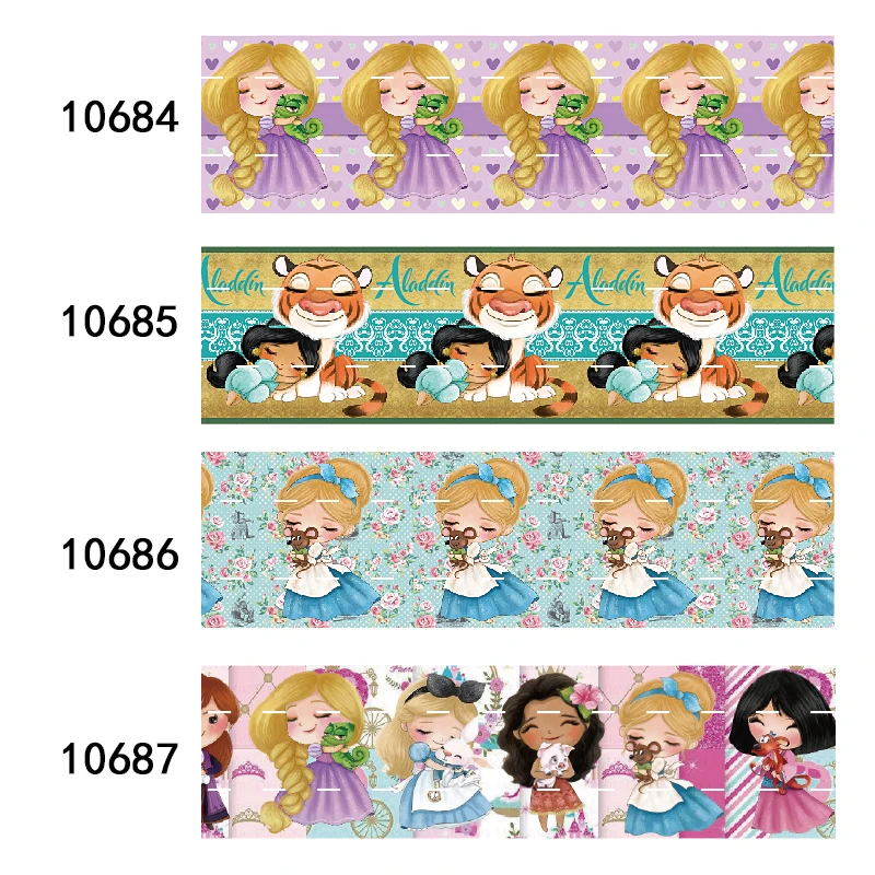 

Корсажная лента с принтом для маленьких принцесс Диснея, 38 мм, 50 ярдов, для бантов «сделай сам», товары для рукоделия, материалы для украшения ручной работы