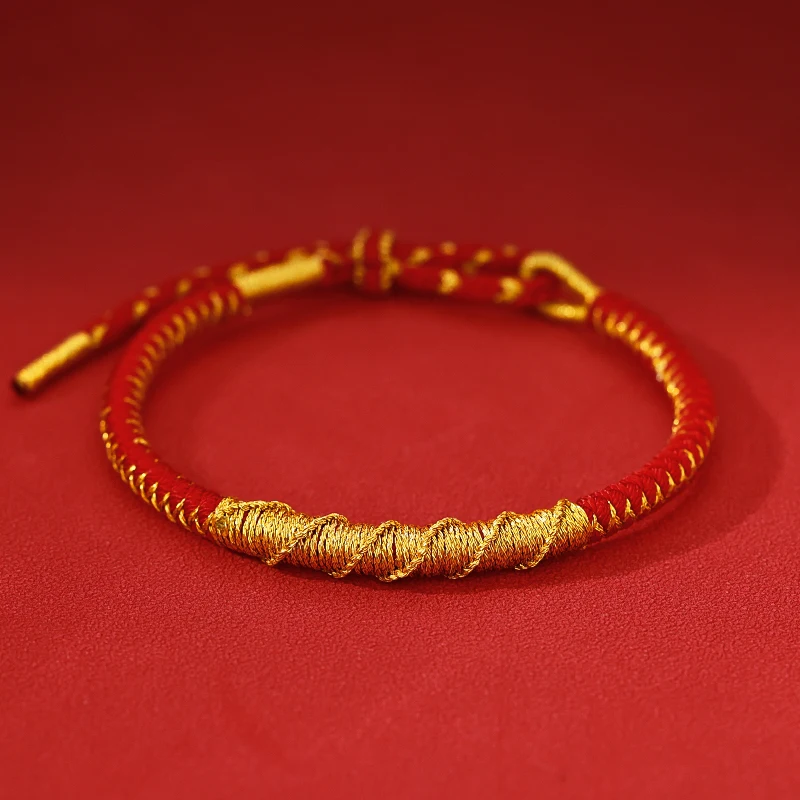 Zodiac Dragon Red Rope Bracelet Light Luxury Small Group of the Year of the Hand Bracelet Jewelry 2024 Dragon Rope New Year Gift