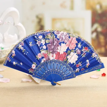 최고의 댄스 웨딩 파티 레이스 실크 접이식 핸드 헬드 꽃 선풍기, 1PC
