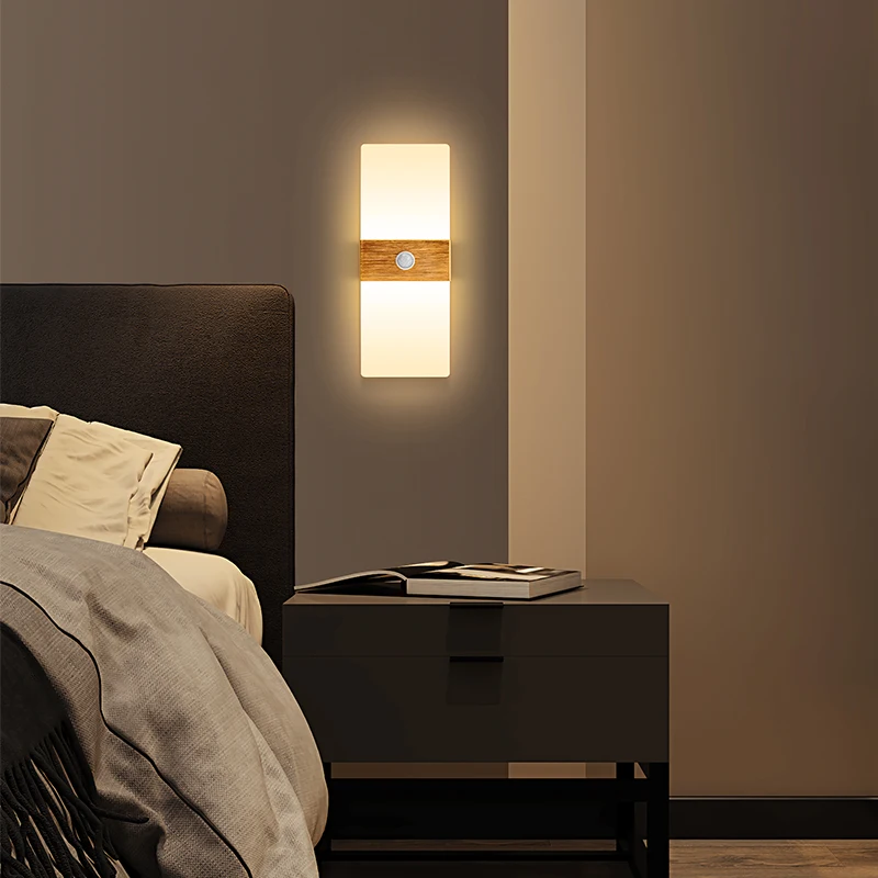 모션 센서 벽 램프 그리기 알루미늄 아크릴 장식 조명 보루 조명 실내 홈 부엌 침실 복도 통로