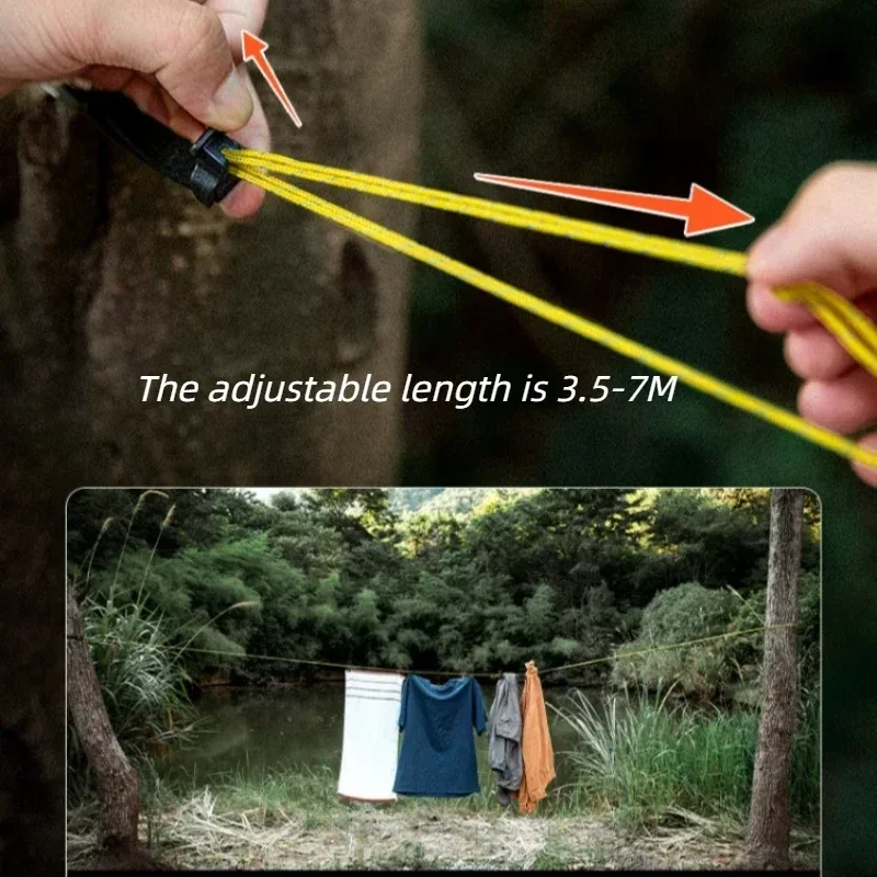 Outdoor Clothesline Portable Storage Lanyard Adjustable Windproof Camping Clothesline Drying Line Camping Accessories For Hiking