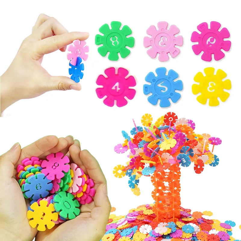 100/200pcs 눈송이 빌딩 블록 장난감 조립 교육 장난감 어린이 DIY 게임 건설 유치원 어린이 선물 TMZ