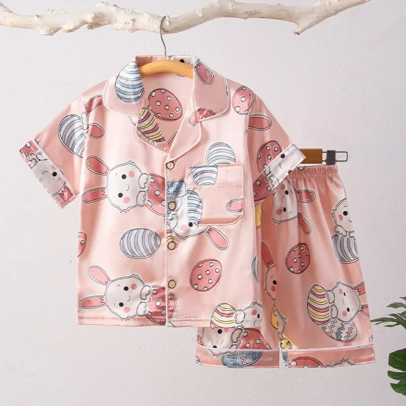 2131-pink Big Ears rabbit Ice Silk suit