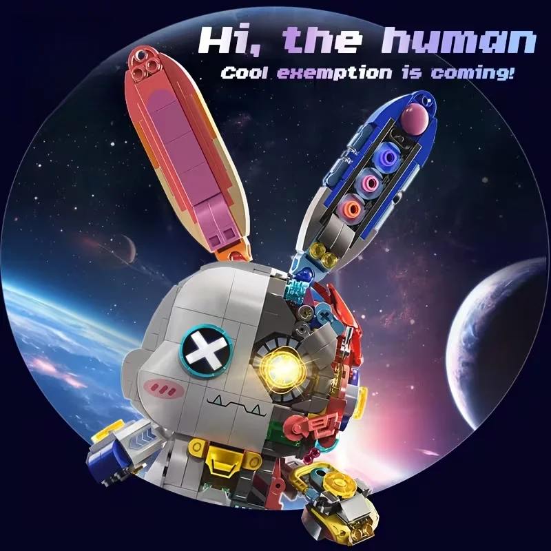 창의적인 기계식 토끼 모델 빌딩 블록 세트, 정교한 디테일과 밝은 색상의 귀여운 디자인, 이상적인 선물