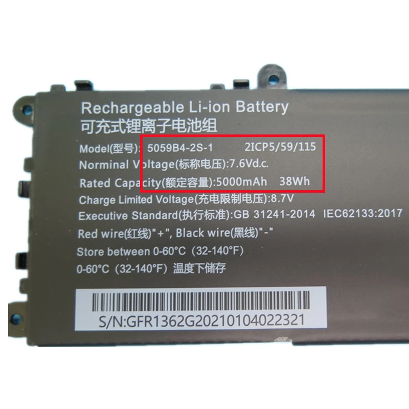 Original 5059b42s 5059b4-2s1 2icp5 59 11 Bateria do Portátil 7.6v 38wh para Chuwi Gemibook 13 Cwi528 Pro 14 Cwi529 Q512g20090943 - Imagem 4