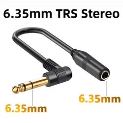 Right Angle 1/4 Inch Audio Extension Cord - 0.5m (6.35mm Stereo)