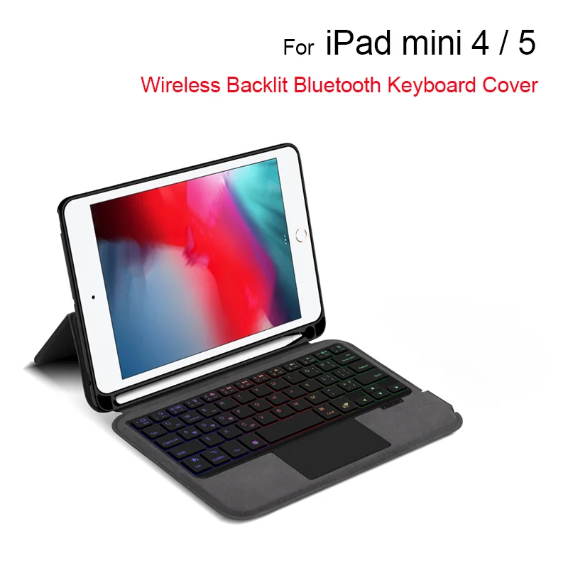 

Беспроводная Bluetooth сенсорная клавиатура для iPad Mini 5 Mini 4 A2124 A2125 A2133 A1538 A1550 с чехлом для клавиатуры с подсветкой