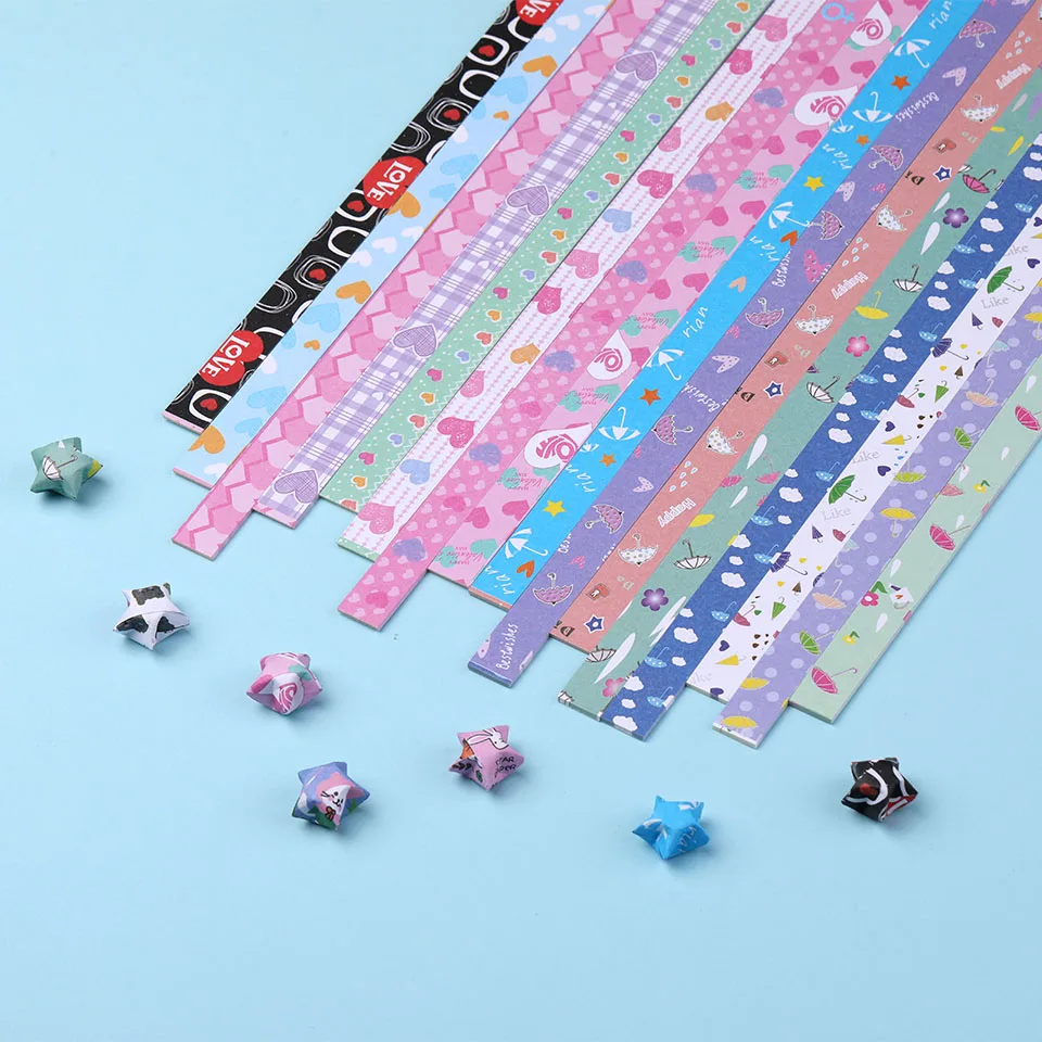 540pcs Colorful Papers Lucky Star DIY Handmade Origami Paper Strips Decor Folding Paper Arts Crafting Supplies