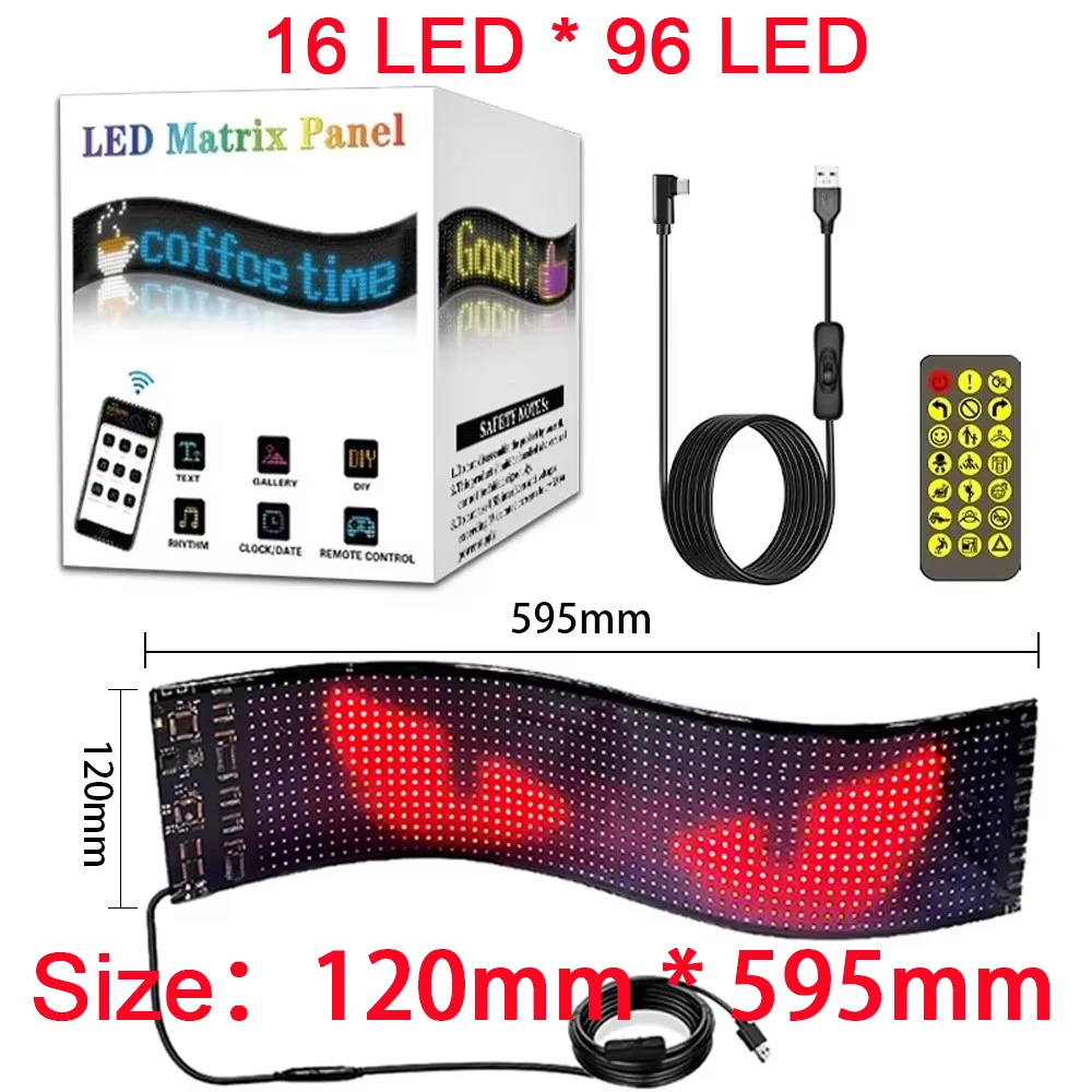 Car/Truck LED Matrix Pixel Panel Light Bluetooth Smart App Control Scrolling Advertising Car Sign Animation with Custom Function 5