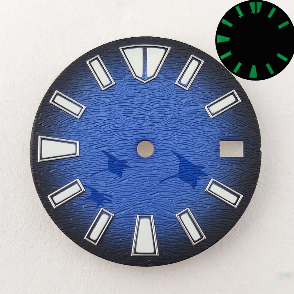 Custom White, Black, and Blue Dial with Green Luminescence