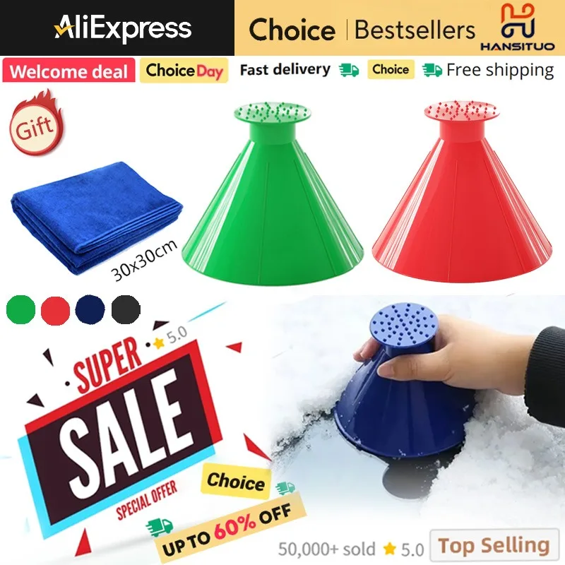 Car Ice Scrape Funnel Auto Window Glass Cleaning Tool Windshield Cleaning Brush Snow Remove Shovel Home Windows Glass Clean Tool