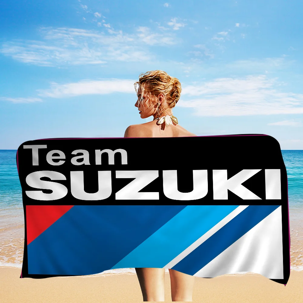 S-Suzuki logo Microfiber Blanket Quick Drying Beach Towels Oversized Printing Super Absorbent Pool Towel Blanket 4