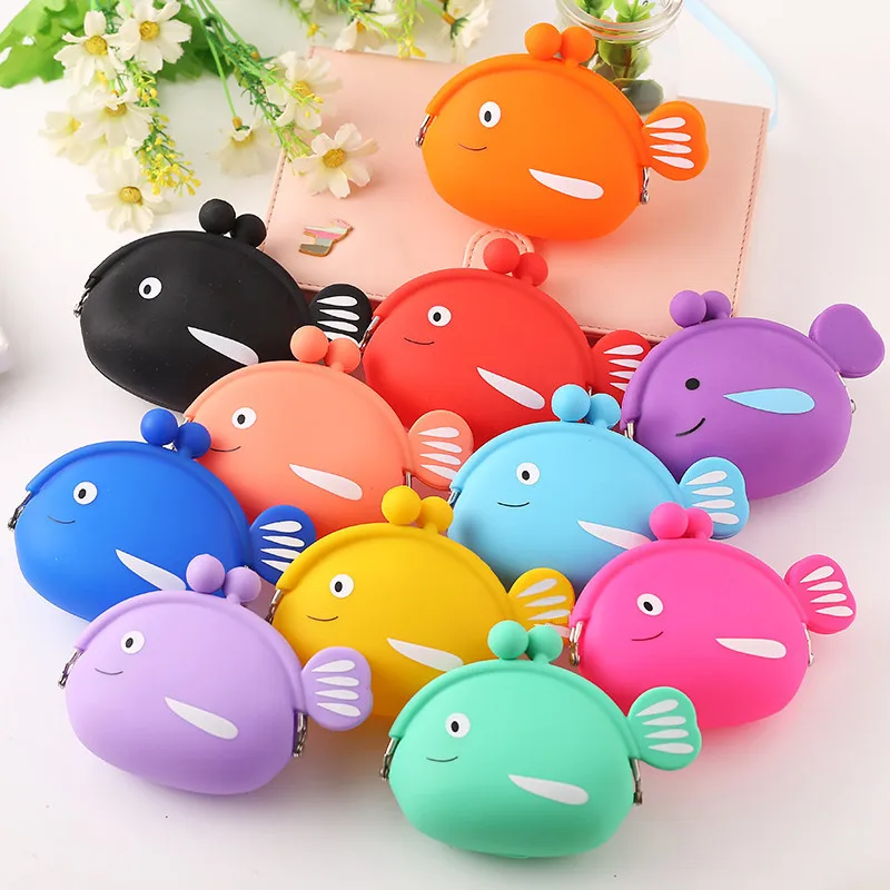 Cute Fish Silicone Change Wallet 1 Piece Portable Money Organizer Soft Silicone Material coin purse coin wallet change bag