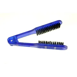 Professional Hairdressing Nylon Straightening Brush and Styling Clamp (Blue)