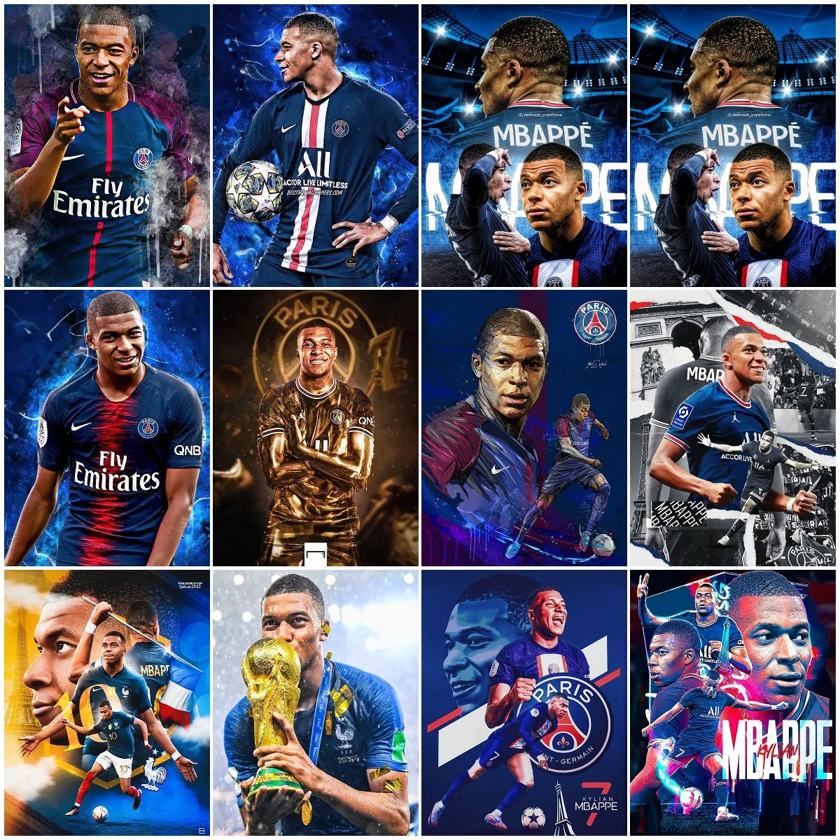

5D DIY Football Player Diamond Painted Set, Paris Saint Germain Club, Cross Embroidered Handmade Diamonds, Mosaic Art Gifts