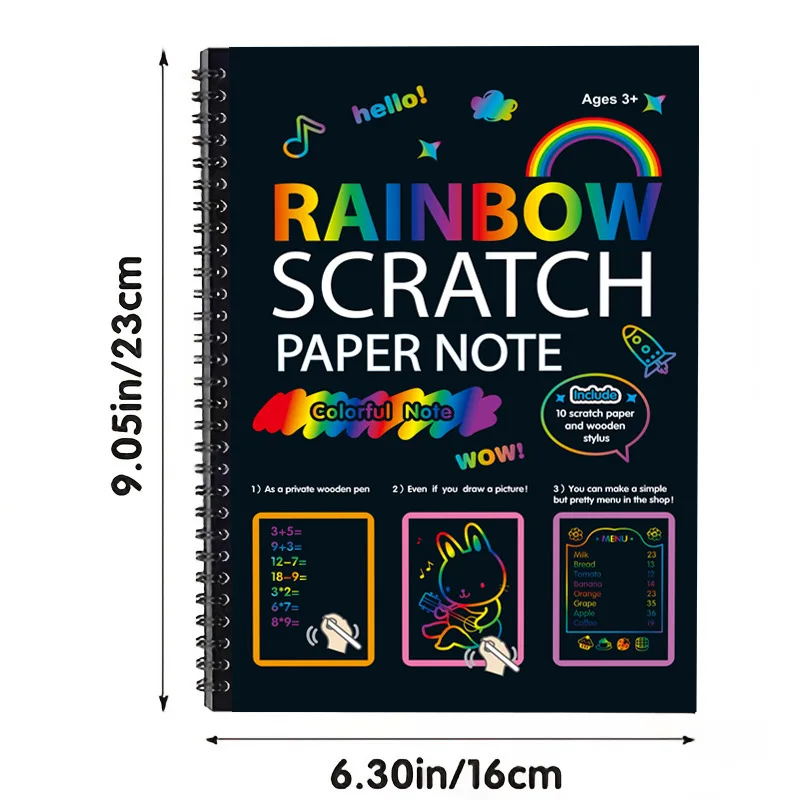 Libro da grattare colorato fai-da-te per bambini, carta da grattare colorata per festival di feste di compleanno - immagine 2