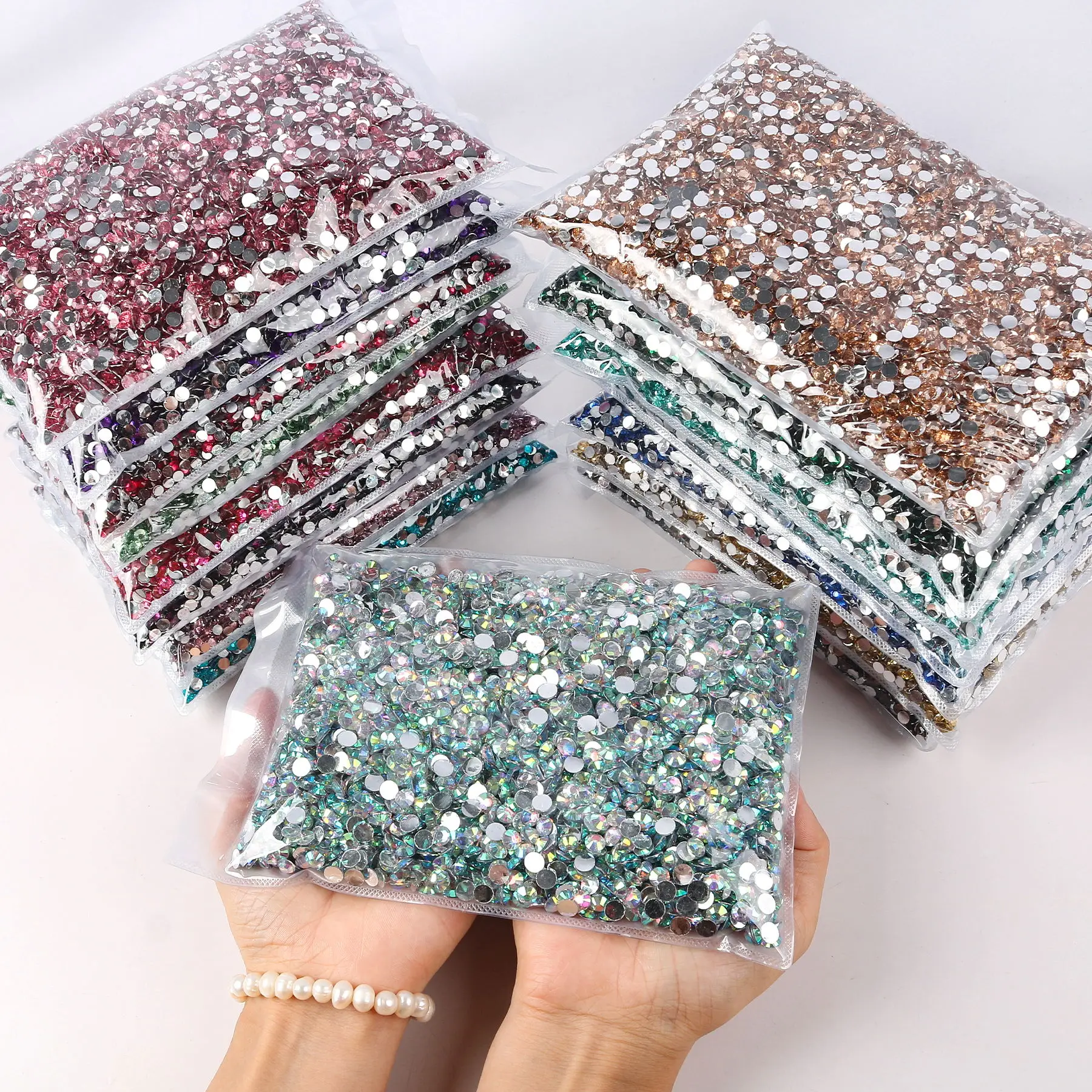 Crystal Resin Stone AB Flat Back Plastic Nail DIY Glitters Glass Rhinestones  Set