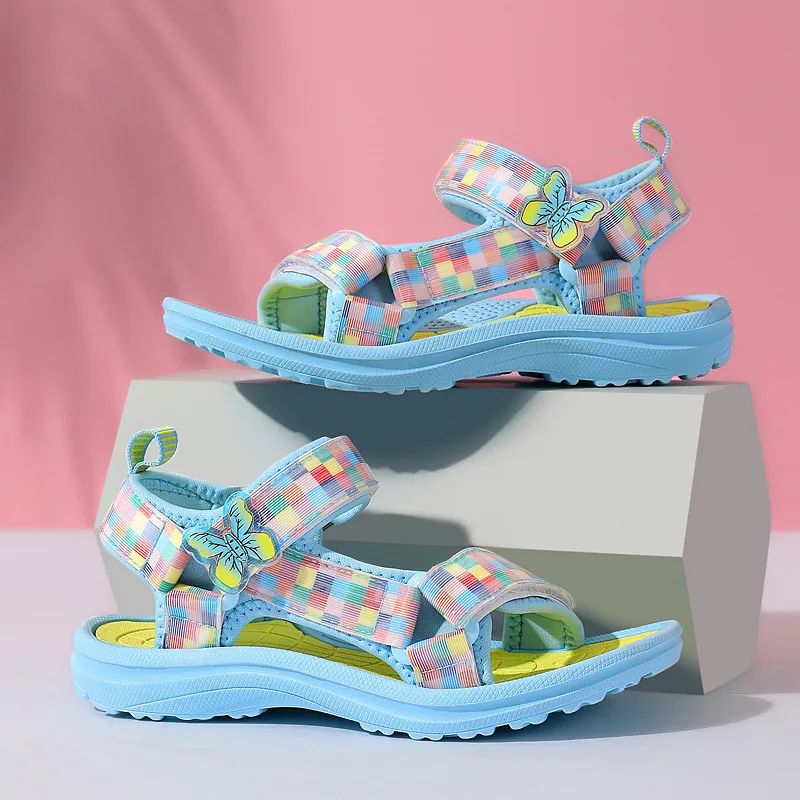 

Summer Fashion Girls Kids Sandals Female Children Beach Shoes Soft Bottom Sports Casual Size 28-38